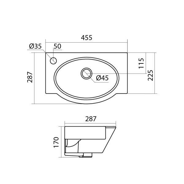 Раковина подвесная (45,5х28,7) Santek Форум 45 1WH110542