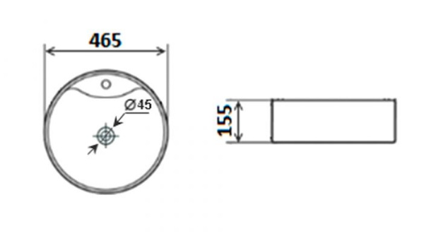Раковина накладная Timo Reko 46 TK-205