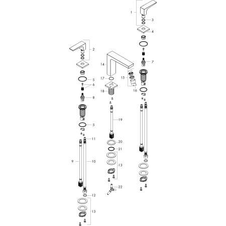 Смеситель для раковины на 3 отверстия с донным клапаном Push-Open Hansgrohe Metropol 32515700 белый матовый