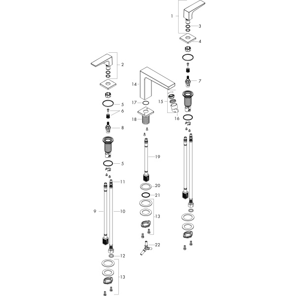 Смеситель для раковины на 3 отверстия с донным клапаном Push-Open Hansgrohe Metropol 32515140 шлифованная бронза