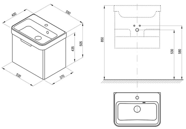 Тумба под раковину Ravak Be Happy II 53 X000001097