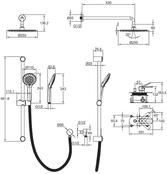 Душевая система Cersanit Moduo 64087