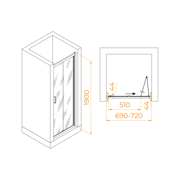 Душевая дверь 70 см RGW Passage PA-21B 06082107-14прозрачное