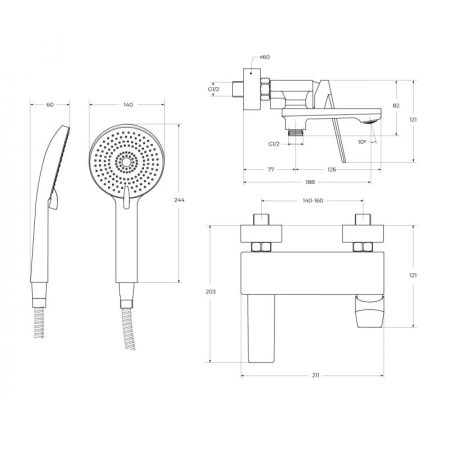 Смеситель для ванны CEZARES COMFORT-VD-01