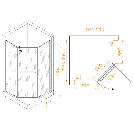 Душевой уголок (100х100) RGW Passage PA-82B 41088200-14 прозрачное