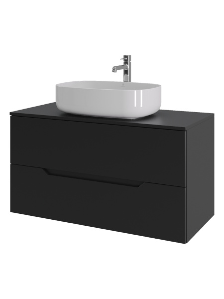 Тумба с раковиной подвесная 100 см, Orange Line Li-100TubMDF+B07-540W черный/белый