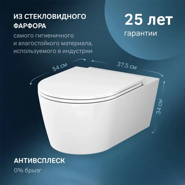 Унитаз подвесной безободковый AM.PM Func FlashClean C8F1703SC с сиденьем микролифт