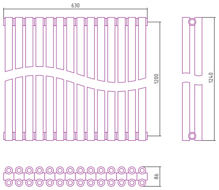 Полотенцесушитель Водяной Сунержа Эстет-00 (120х63) 14 секций Золото 03-0332-1214