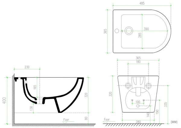 Биде подвесное Art&Max Ovale AM011BH