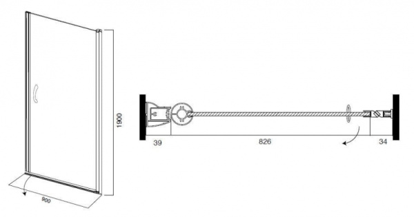 Душевая дверь AM.PM Bliss L W53S-D90-000CT