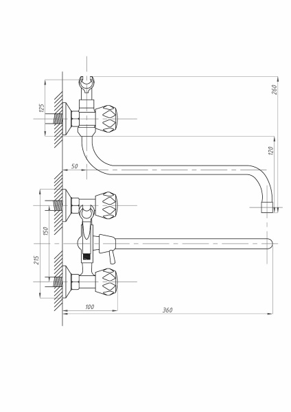 Смеситель для ванны ПСМ-Профсан  СТАНДАРТ-А PSM-165-65