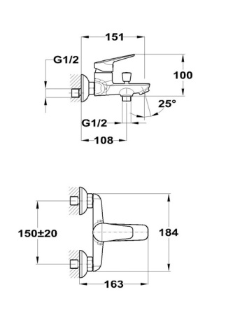 Смеситель для ванны без душевого набора Mofem BRIDGE 151-1851-00