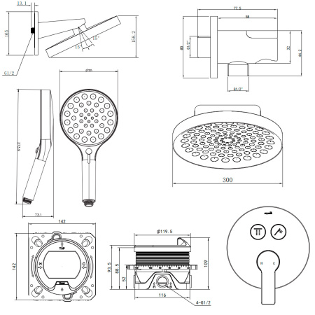 Душевая комплект AQUAme AQM8402CR