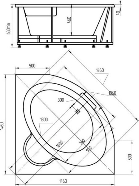 Акриловая ванна Aquatek Калипсо (145х145) KAL146-0000005