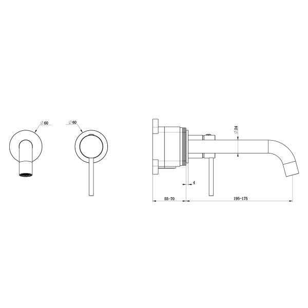 Смеситель для раковины скрытого монтажа Oliveeka OL-88869017-BGM, матовый Черный