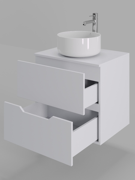 Тумба с раковиной подвесная 60 см Orange Line Li-60TuwMDF+B07-345W белый