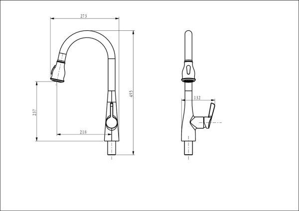 Смеситель для кухни с выдвижной лейкой D&K Rhein.Schiller (DA1462501)