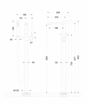 Отдельностоящий смеситель для ванны Bravat Arc F66061K-B3-ENG черный