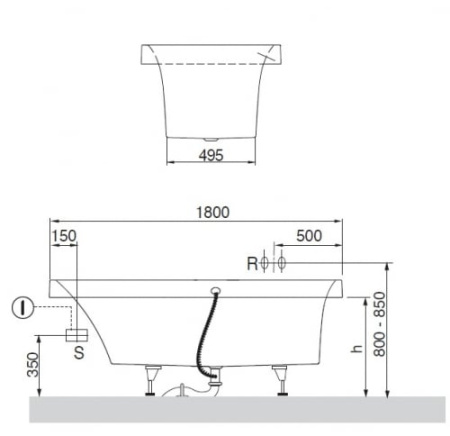 Ванна квариловая Villeroy & Boch Squaro 180х80, белая (UBQ180SQR2V-01)