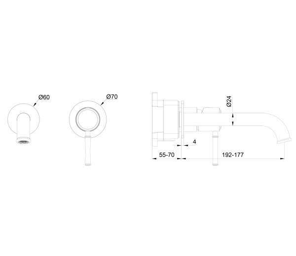 Смеситель для раковины встраиваемый WONZON & WOGHAND TOR, черный матовый WW-88869073-MB Смеситель для раковины встраиваемый WONZON & WOGHAND TOR, черный матовый WW-88869073-MB