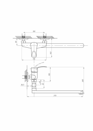 Смеситель для ванны ПСМ-Профсан  ПЛЮС PSM-521-023