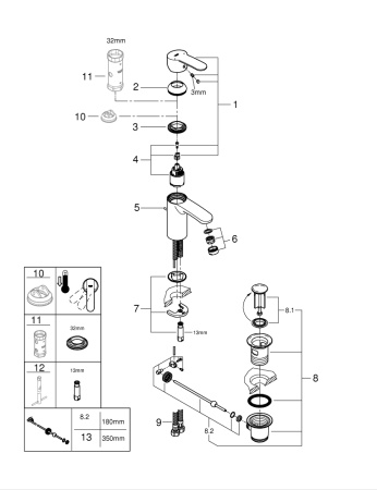 Смеситель однорычажный для раковины Grohe Eurostyle Cosmopolitan 33552 002 (33552002) хром