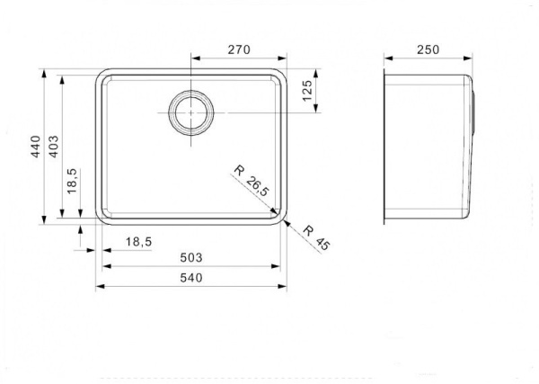 Мойка кухонная Reginox Kansas L Medium (50х40) 42418