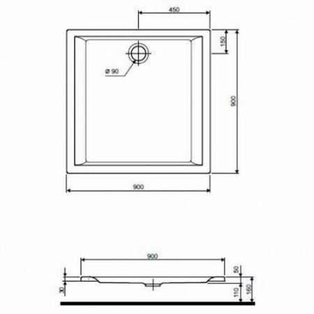 Душевой поддон Kolo Pacyfik AntiSlide 90x90 XBK0790101