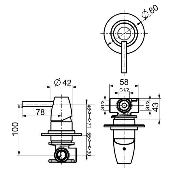Смеситель для душа встраиваемый Webert Opera Moderna OE880101015, хром Смеситель для душа встраиваемый Webert Opera Moderna OE880101015, хром