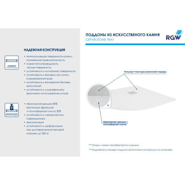 Душевой поддон (100х100) RGW ST/R-W 16153100-01 Душевой поддон (100х100) RGW ST/R-W 16153100-01