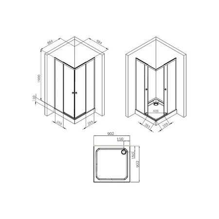 Душевой уголок AM.PM X-Joy Square Slide 90x90 W94G-403-9090-MT хром матовый