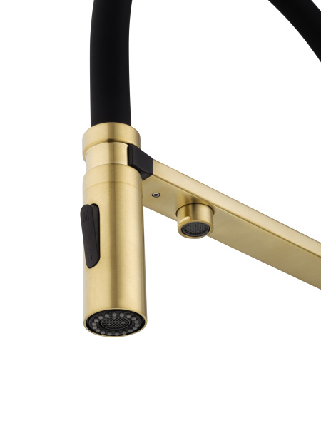 Смеситель для кухни с гибким изливом и подключением фильтра WONZON & WOGHAND, брашированное золото WW-88458009-BG Смеситель для кухни с гибким изливом и подключением фильтра WONZON & WOGHAND, брашированное золото WW-88458009-BG