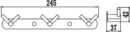 Планка с крючками 3 крючка Savol S-007223B