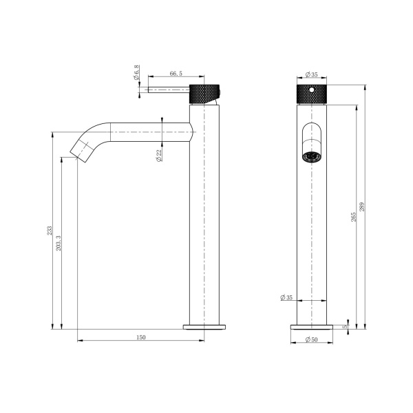 Смеситель для раковины высокий WONZON & WOGHAND, черный матовый WW-H1062-MB