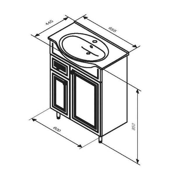 Тумба под раковину 65 Damixa RedBlu Palace One M41-FSX0653WG-WCC065