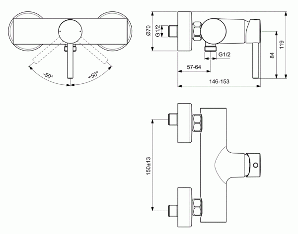 Смеситель для душа Ideal Standard Ceraline BC200U5
