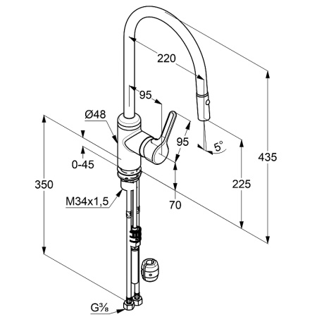 Смеситель для кухни с выдвижным изливом Kludi Bingo Star 428520578
