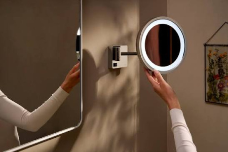 Косметическое зеркало с подсветкой Hansgrohe AddStoris 41790000 хром