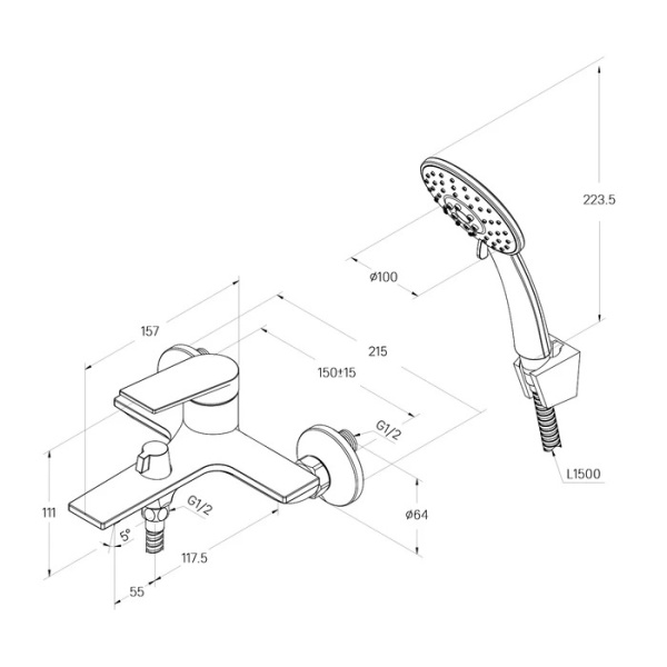 Смеситель для ванны Milardo Azure AZUSB00M02 Смеситель для ванны Milardo Azure AZUSB00M02