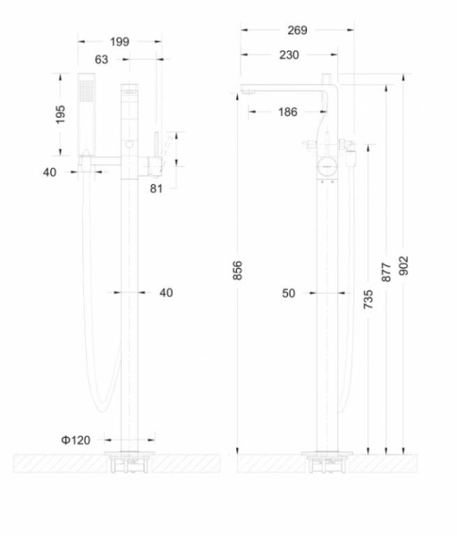 Отдельностоящий смеситель для ванны Bravat Arc F66061C-B3-ENG