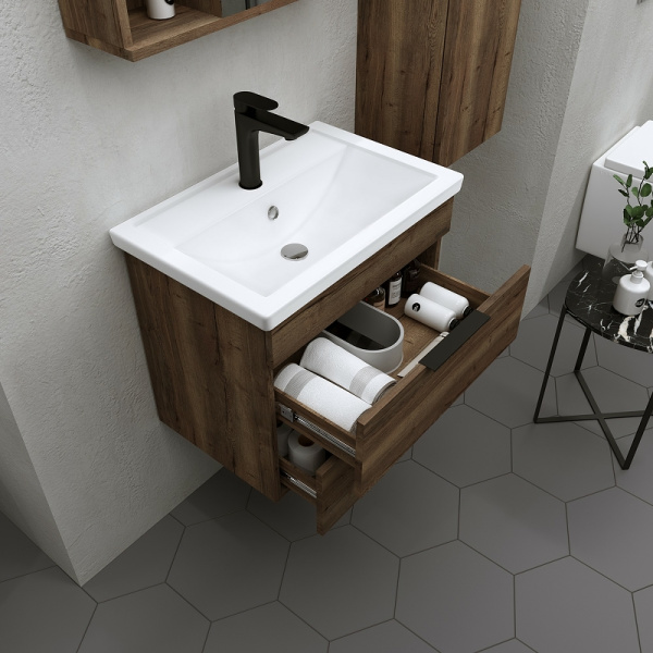 Тумба подвесная Grossman ФОРТА-70 см 1070032 с 2-я ящ, темный дуб