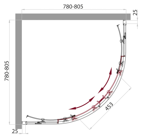 Душевой уголок (80х80) BelBagno SELA-R-2-80-P-Cr