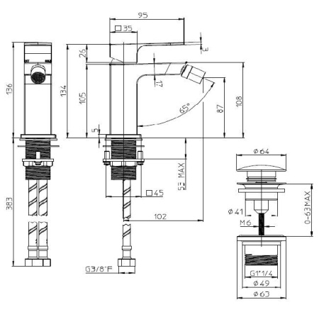 Смеситель для биде Bossini Gillo Z00705.030 хром