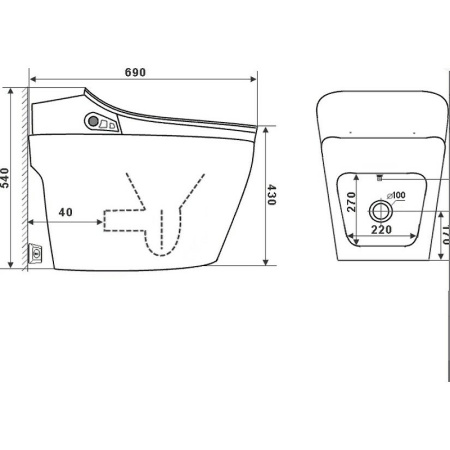 Унитаз приставной Timo TE-721