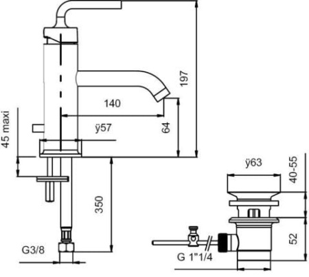 Смеситель для раковины Jacob Delafon Purist E14402-4A-CP