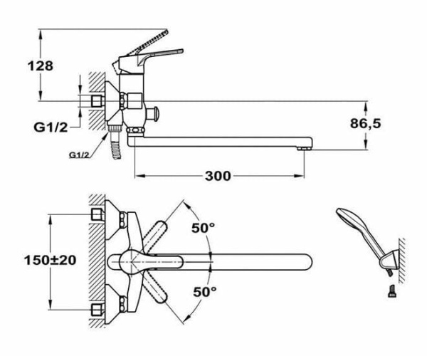 Смеситель для ванна/умывальник без душевого набора Mofem Pro 155-1751-10