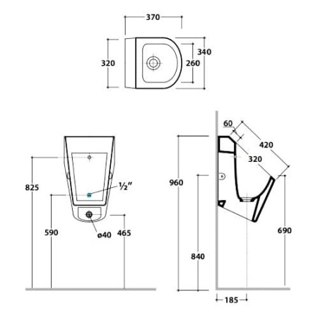 Писсуар подвесной Globo Forty3 FO029.BI
