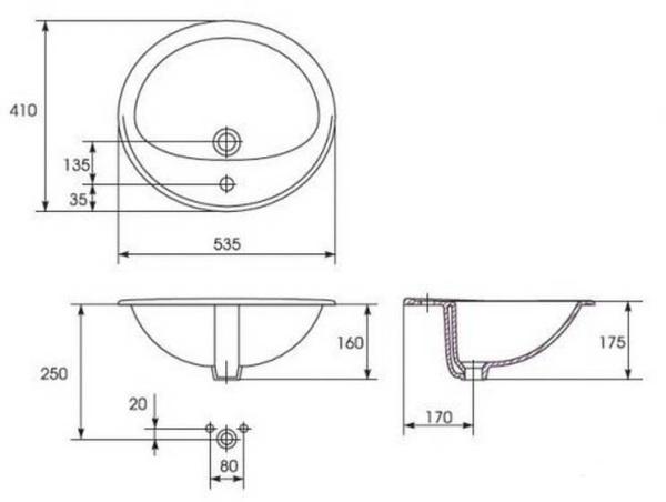 Раковина универсальная Cersanit CALLA 54 S-UM-Cl/1-w