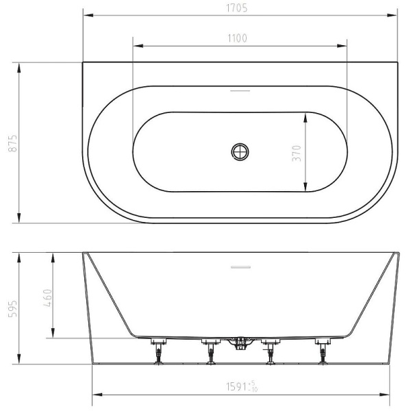 Акриловая ванна (170,5х87,5) Art&Max Messina AM-MESSINA-1700-870 белый