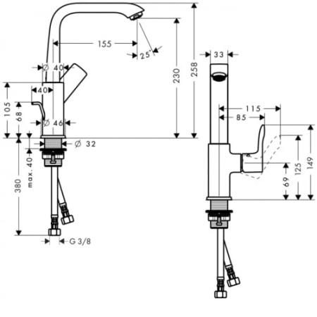 Смеситель для раковины Hansgrohe Metris 31087000